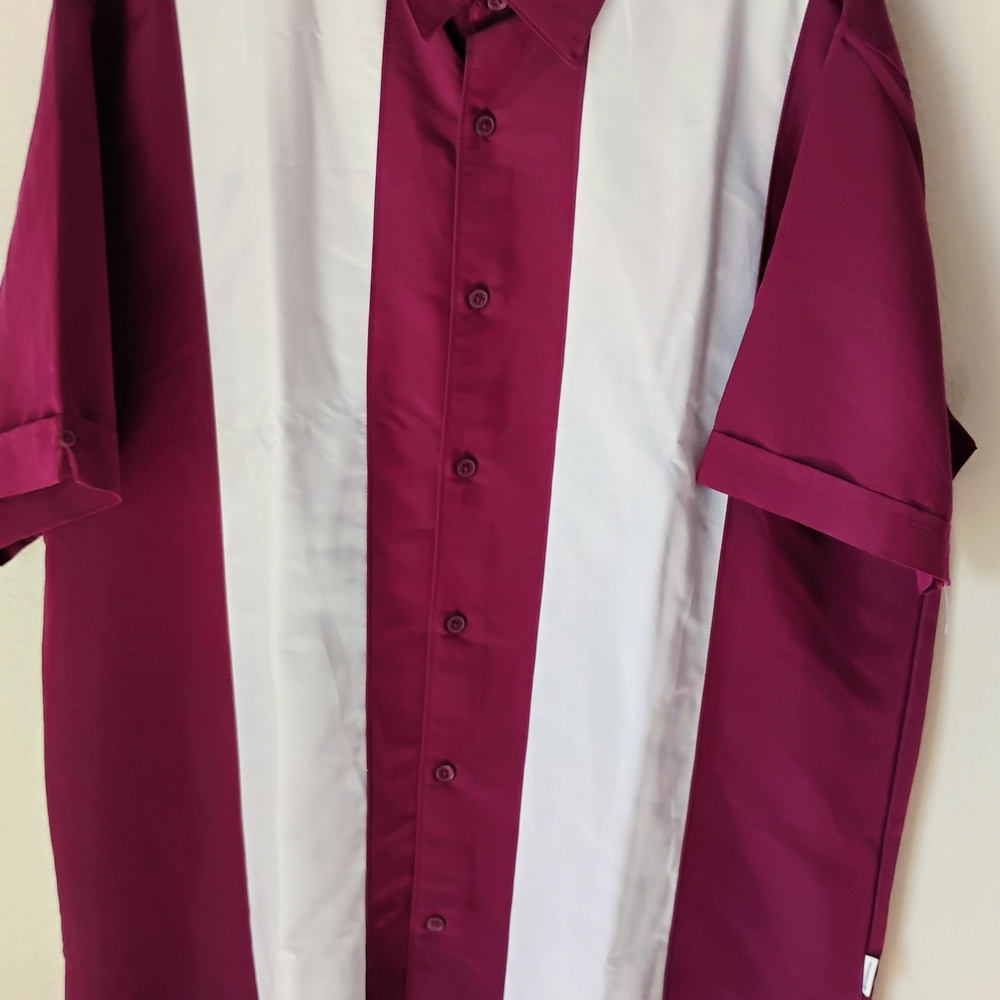 Cubavera Maroon and White Button-Up Shirt XL
